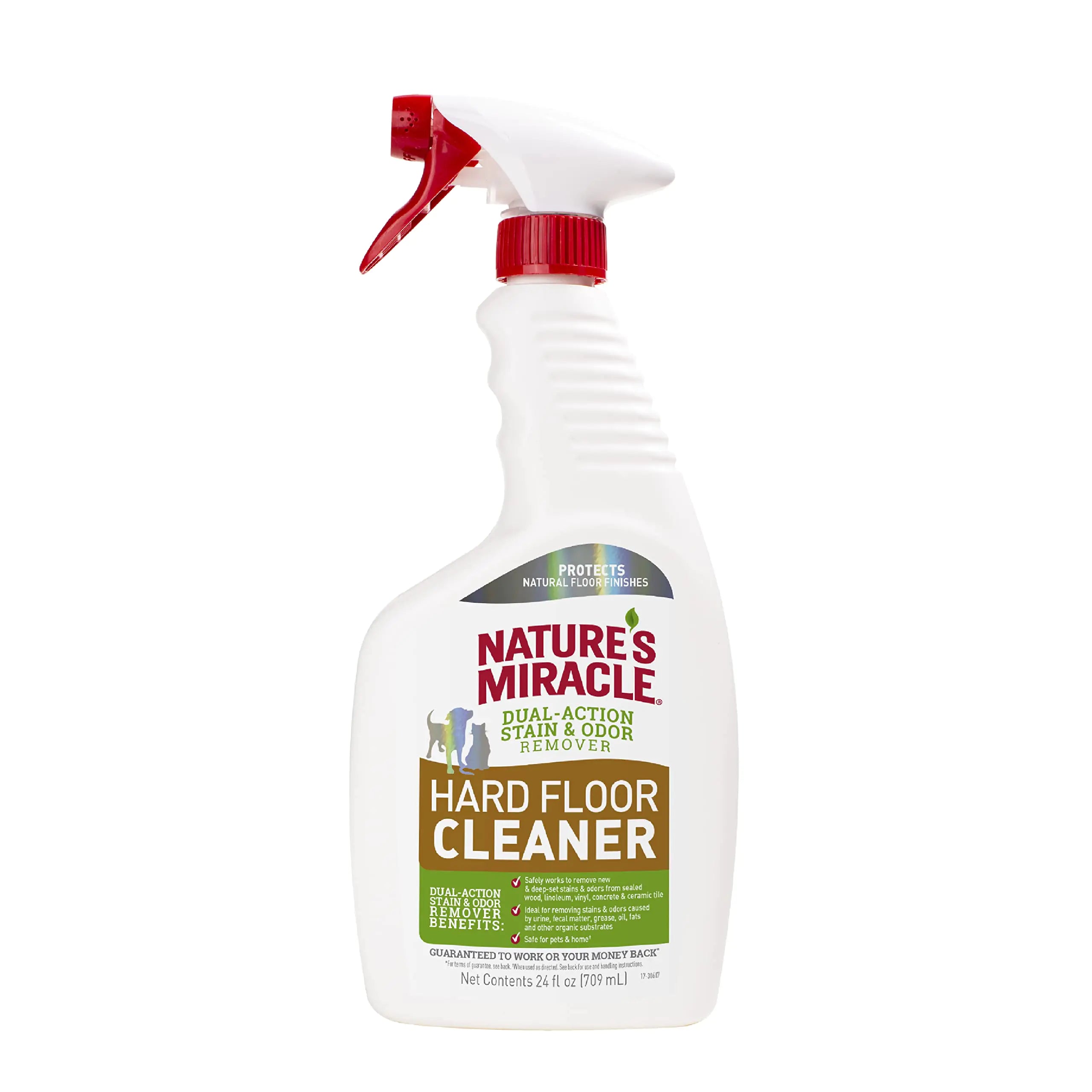 Natures Miracle Hard Floor Cleaner Dual-Action Stain & Odor Remover Protects Natural Floor Finishes 24 oz