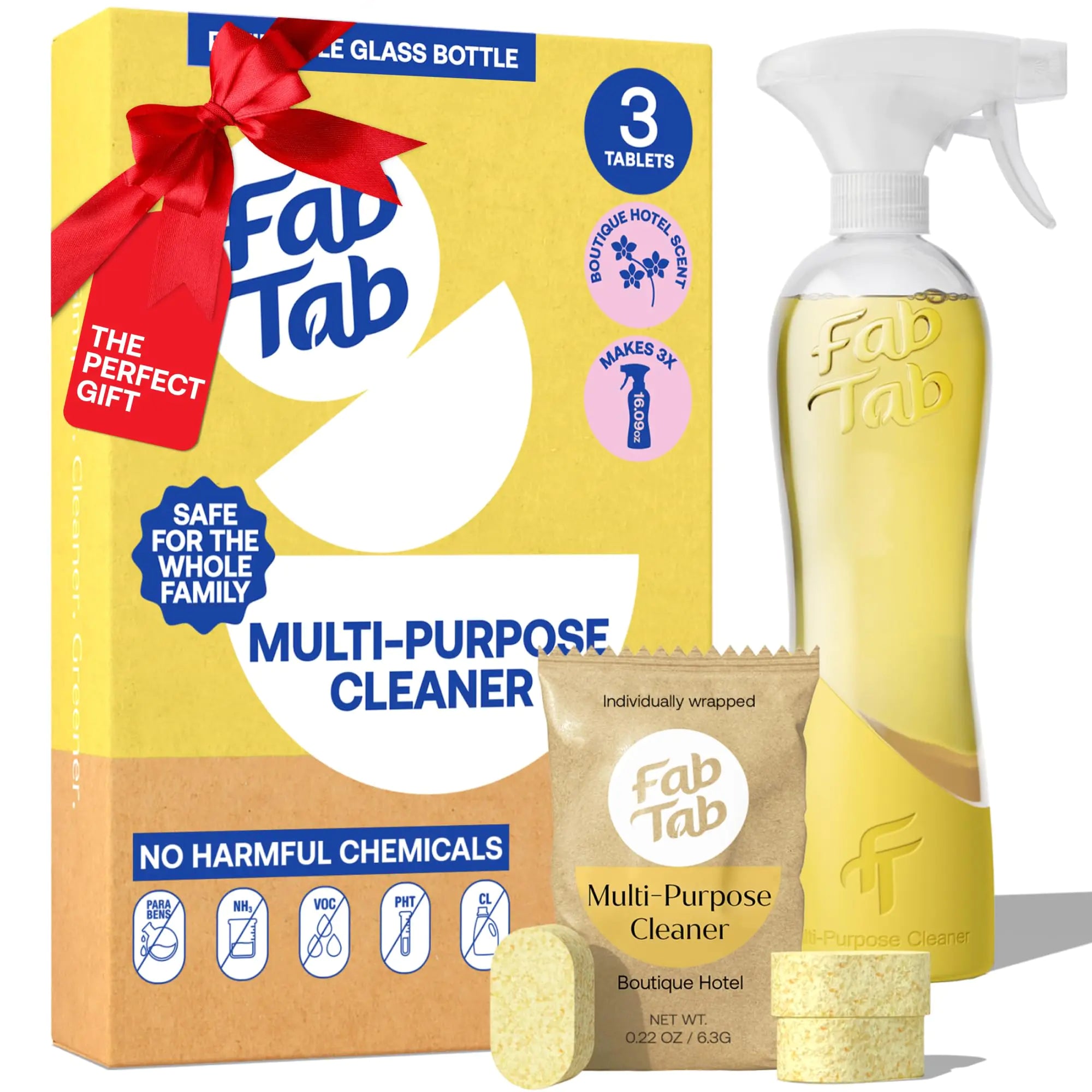 Fab Tab Multi-Surface Cleaner Starter Kit - Natural Cleaning Products - Household Cleaners - All-Purpose Cleaner Tablets - Plant-Based - Plastic-Free | Hotel Scent | No Harsh Chemicals
